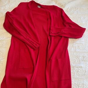 Chico's Vibrant Red Open Front Cardigan